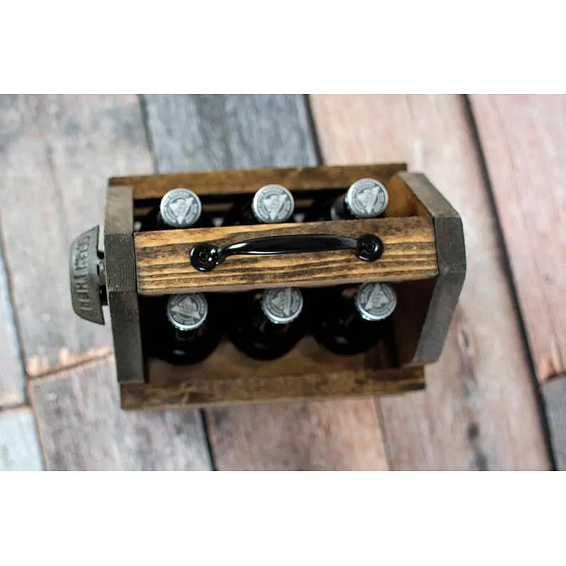 wood pack homebrew tote new gift *wooden box-Wood 6 Pack Carrier - 6 Pack Carrier - Brewmaster Gift - Craft Beer Bottle Carrier