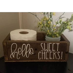 cheeks bathroom toilet box, toilet paper storage box, wooden organizer bathroom storage