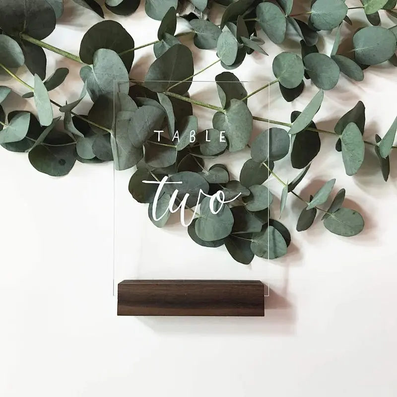 5x7 Clear Blank Acrylic Sheets with Rustic pine Wood Stand Holder Perfect for Table Number Signs Christmas Party Sign