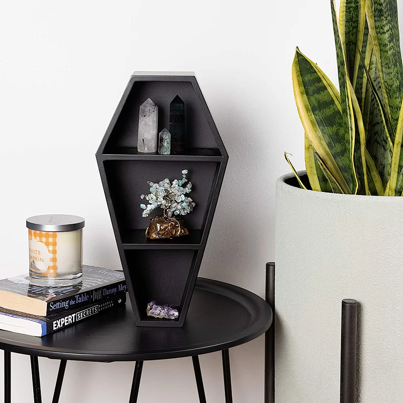Manny's Mysterious Oddities Coffin Shelf - Spooky Gothic Decor for The Home