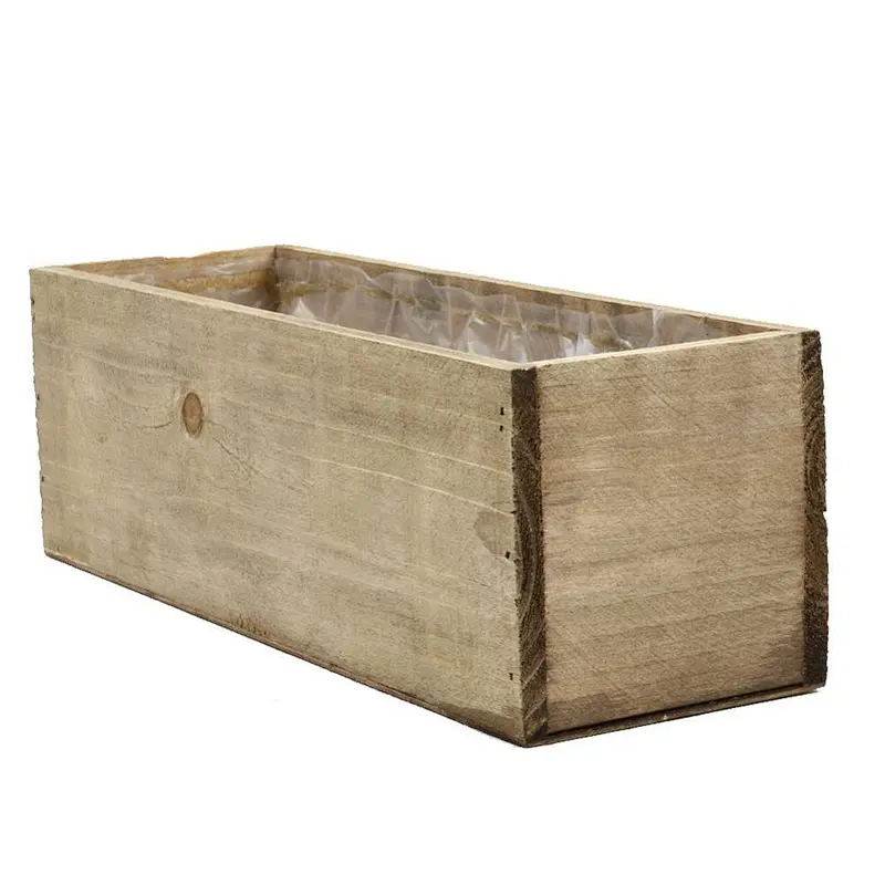 Rectangle Shabby Chic Wood Vase (Pack of 4), 12 by 4