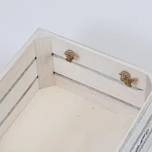 Rustic Decorative-Wooden box- Set of 3 Wood Crates w/ Rope Handles