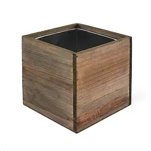 Wood Box Wood Planters Flower Wood Box with Removable Zinc Liner