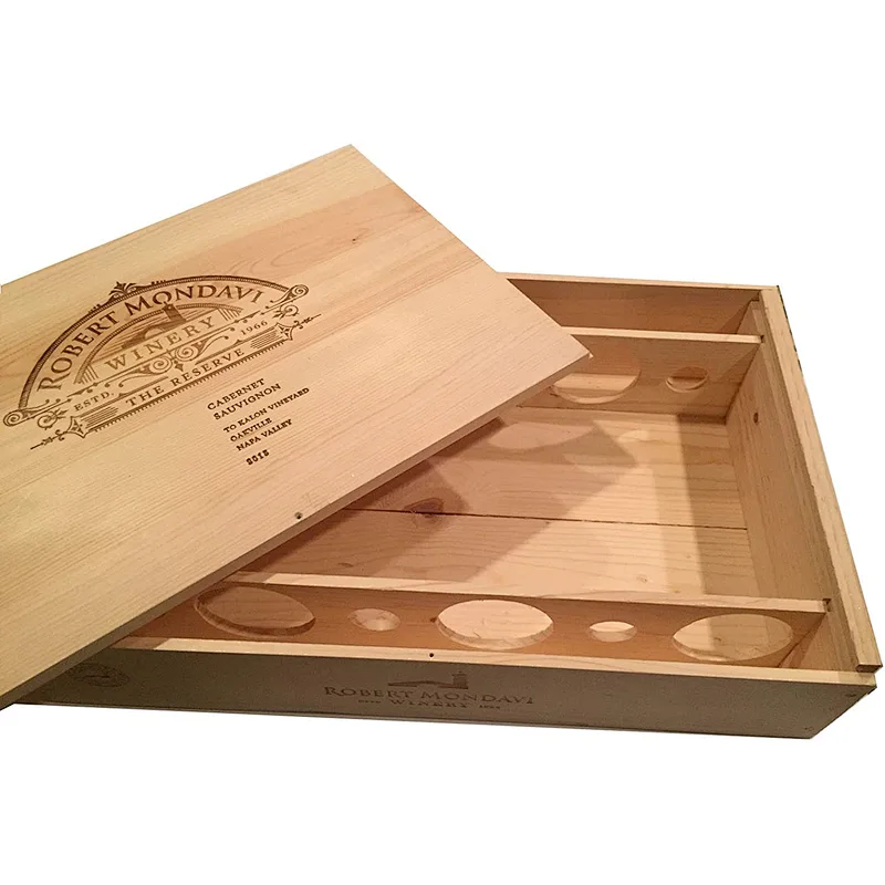 Vineyard Crates Decorative Wine Crate   6 Bottle Wooden Wine Box with Sliding Lid