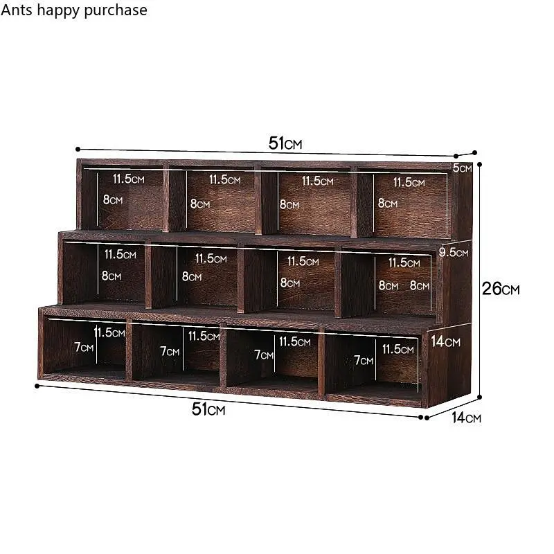 Solid Wood Shelf Trapezoid Multi-layer Desktop Storage Display Stand