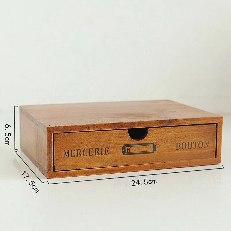 Vintage Wooden Box Storage Drawer Wooden Chest of Drawers Jewelry Organizer A4U0