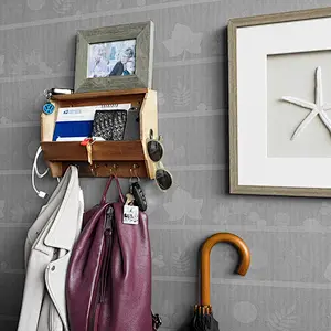 Rustic wood floating wall shelves wall shelf with hooks wood wall shelves