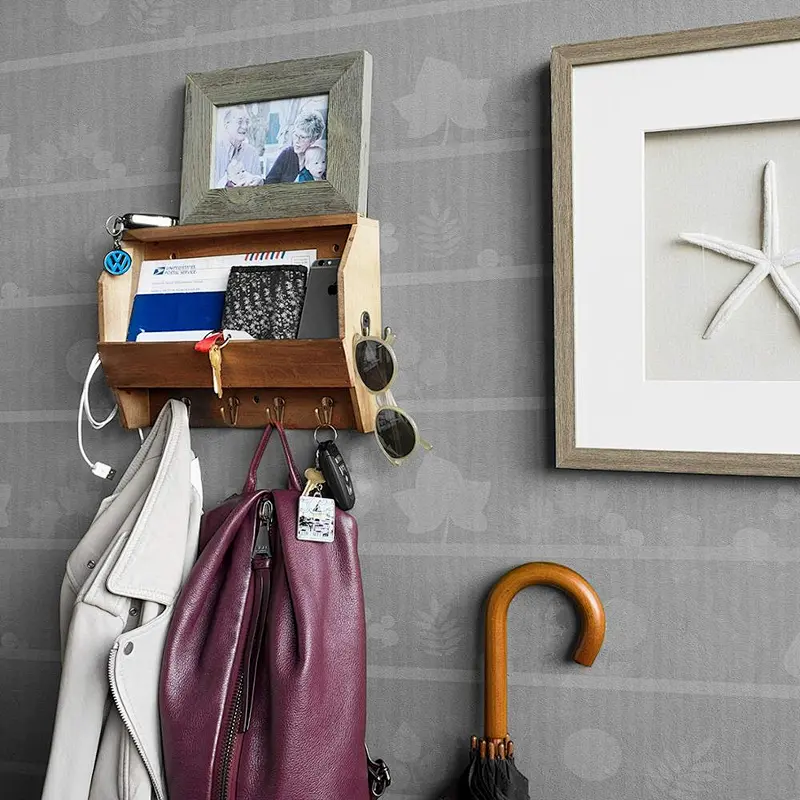 Rustic wood floating wall shelves wall shelf with hooks wood wall shelves