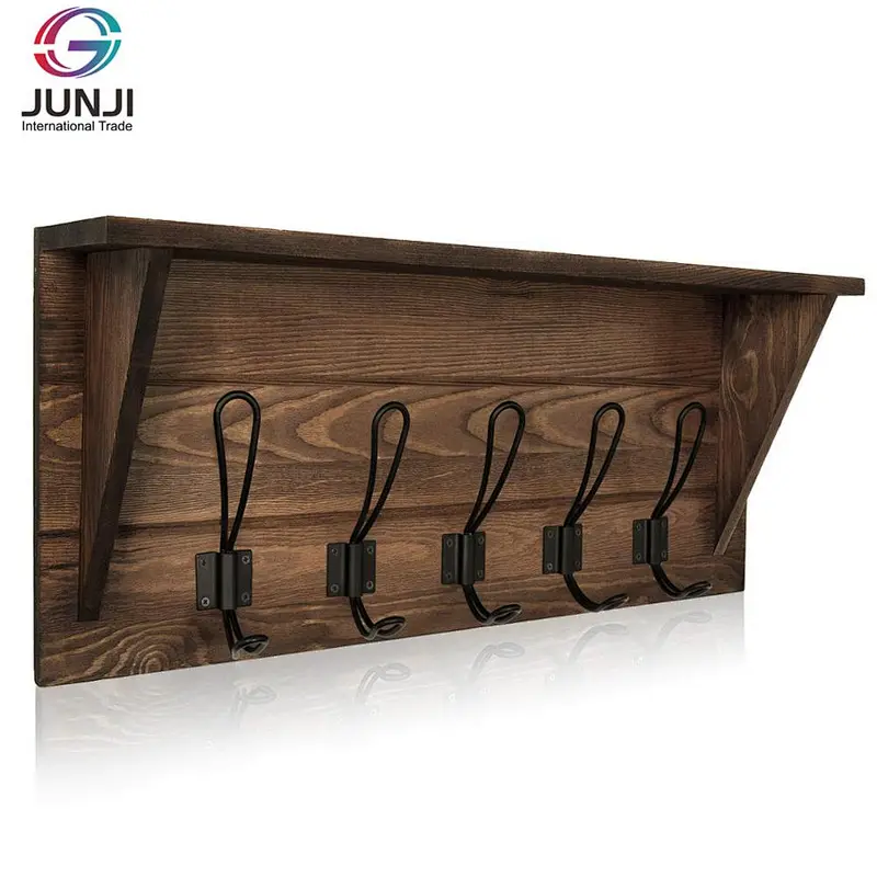 Rustic wood floating wall shelves shelf wall for living room wall shelf with hooks