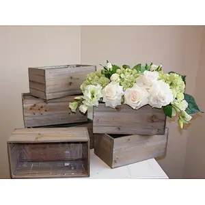 5 Inch Square Flower Holder,  Country Style, Home and Wedding Wood Planter Box