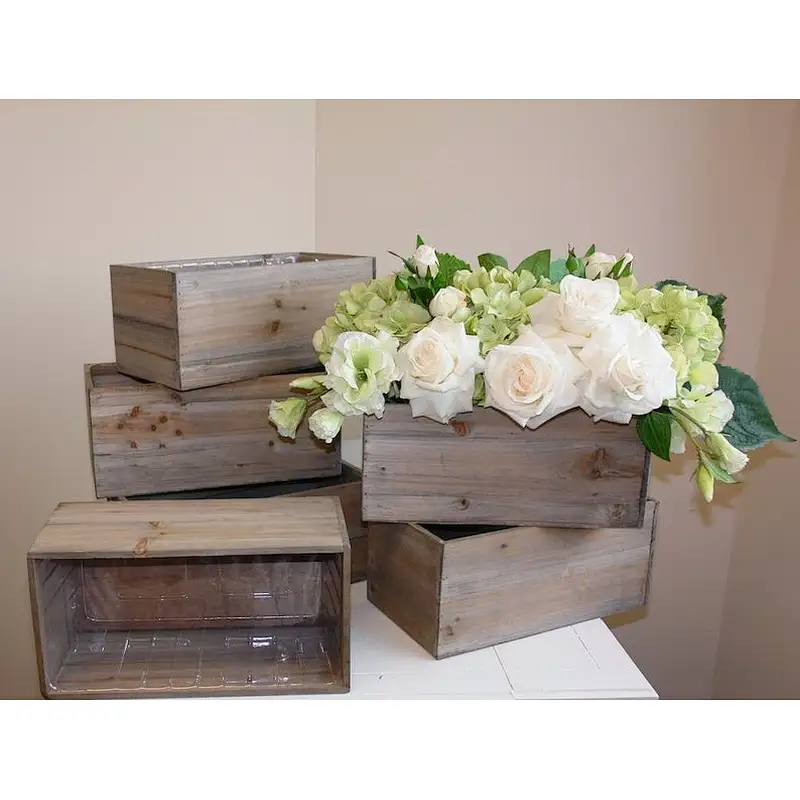5 Inch Square Flower Holder,  Country Style, Home and Wedding Wood Planter Box