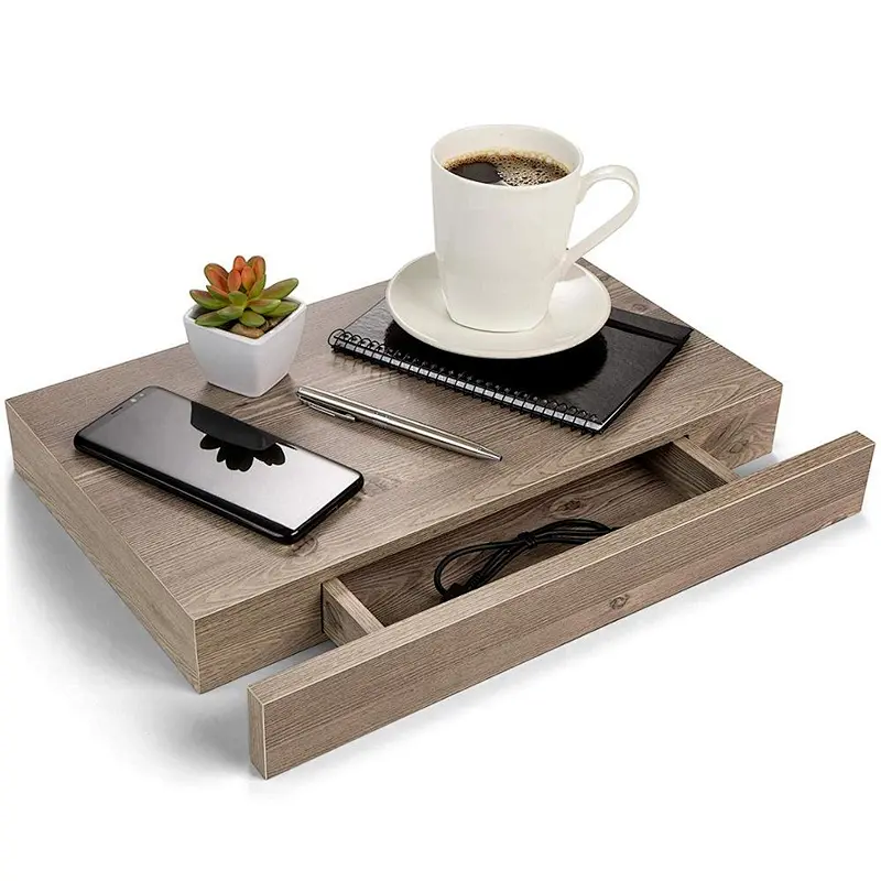 Floating Shelves with Drawer and Mount, Wood Finish Shelf for Bedroom, Bathroom, Kitchen. for Storage and Display