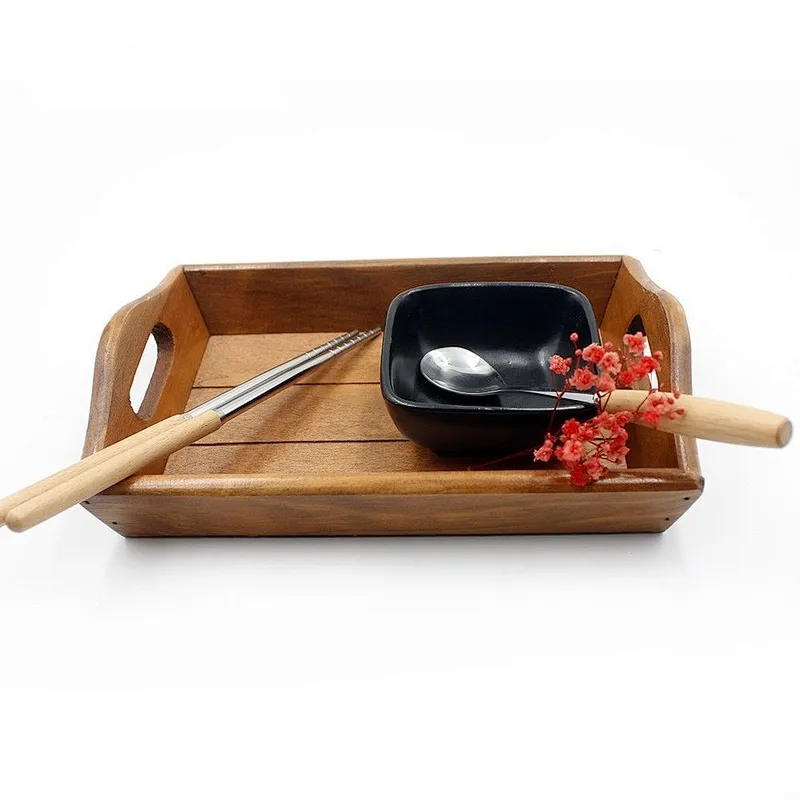 Storage Box Wooden Table Organizer Holder Tea Tray Home Furniture Decoration