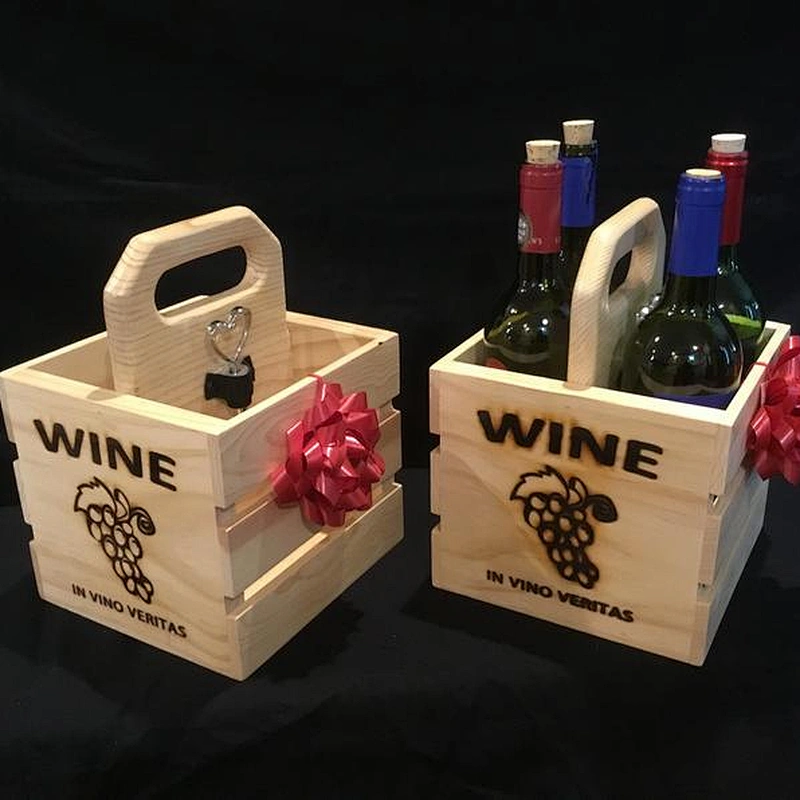 Four Bottle Wooden  Wine Box  Gift Packaging Box