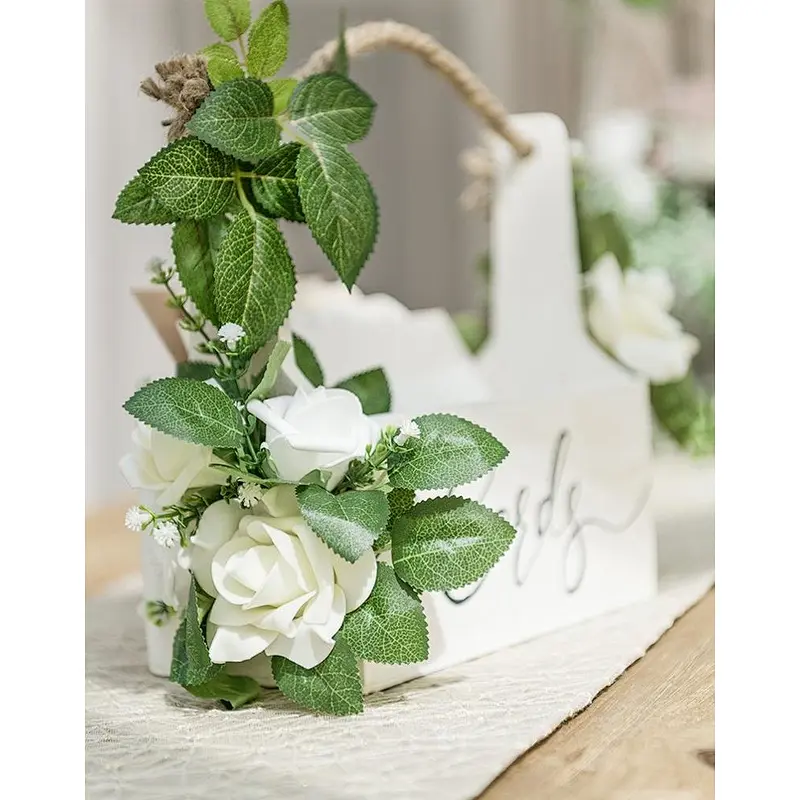 wooden flower box-moment Rustic Wooden Card Box Floral Basket Shape for Wedding Bridal Shower