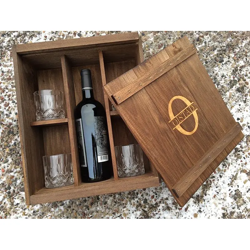 Personalized Wooden Whiskey and Wine   Box for Gift