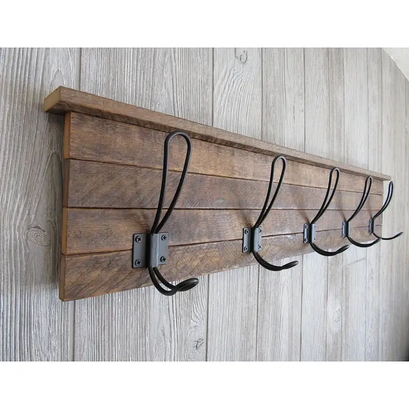 Farmhouse Coat Rack Wood Coat Rack wooden wall mount shelf  black metal  wall shelf wooden wall hanging
