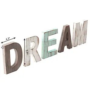 Rustic Wood Dream & Love Signs Home Decor  Freestanding Wooden Letters Cutouts for Home Decor| Multi-Color Wooden Signs
