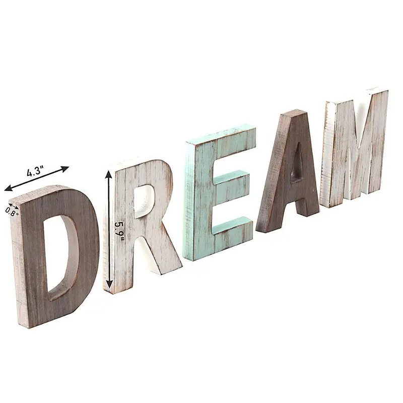 Rustic Wood Dream & Love Signs Home Decor  Freestanding Wooden Letters Cutouts for Home Decor| Multi-Color Wooden Signs