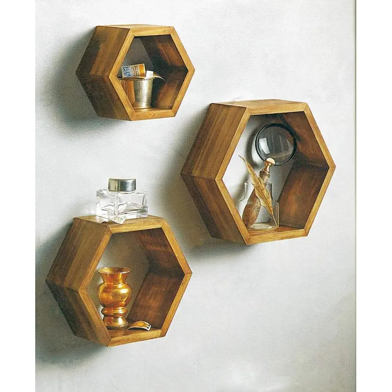 V-LIGHT Wood Wall, Set of Three Cubes  Decorative Shelf