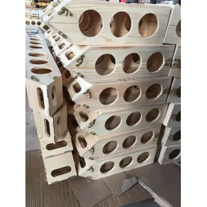 Natural wooden wine crate 6 bottle carrier wood wine box