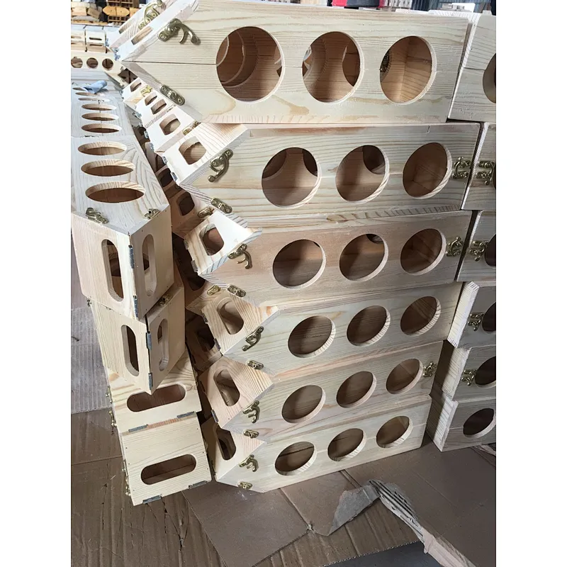 Natural wooden wine crate 6 bottle carrier wood wine box