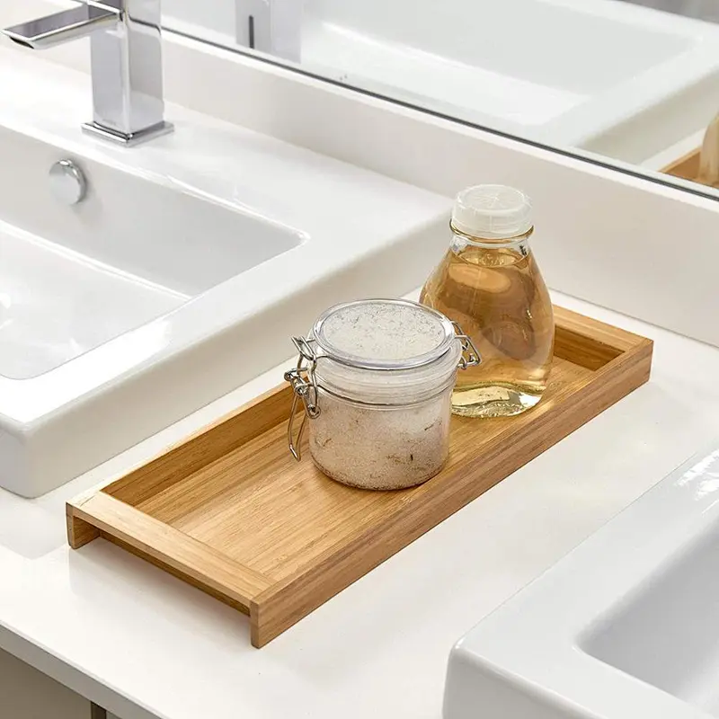 Wood Toilet Tank Top Storage Tray Wooden Organizer for Tissues Candles Soap Hand Towels Toilet Paper