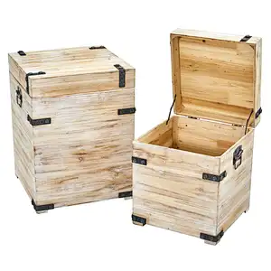 advertising crate, garden crate,Decorative White Wash Storage Boxes-Trunks with Metal Detail (Set of 2)