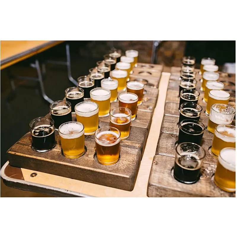 Rustic beer flight tasting tray  wooden  carrier