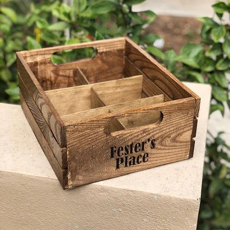 Whiskey Crate Solid Wood Crate 6 Slot Wooden Crate