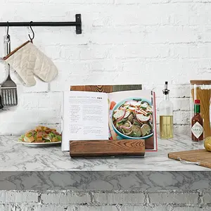 Rustic Farmhouse Style Wood Cookbook Holder with Kickstand
