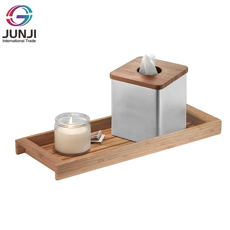 Wood Toilet Tank Top Storage Tray Wooden Organizer for Tissues Candles Soap Hand Towels Toilet Paper