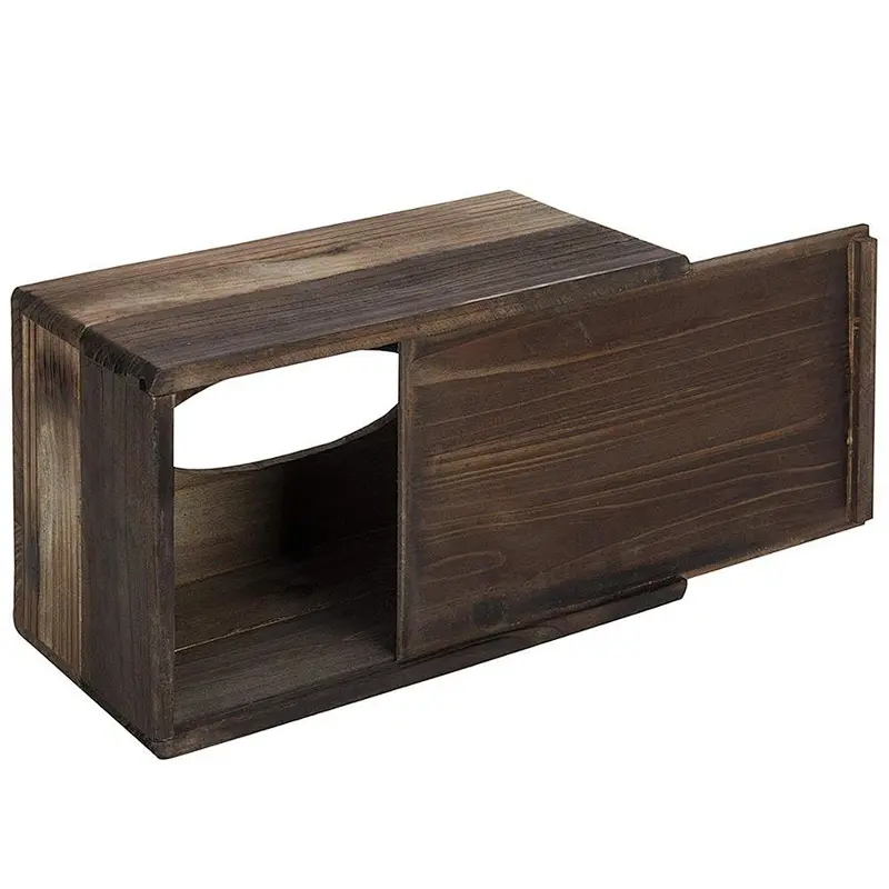 Rustic Dark Torched Wood Tissue Box Holder
