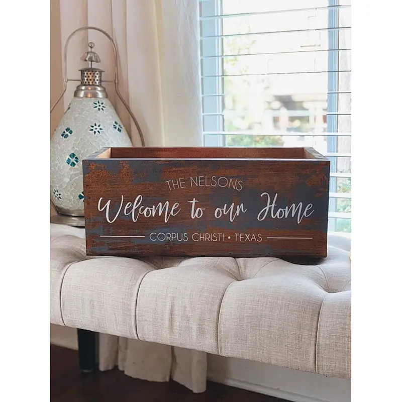 Centerpiece | Farmhouse Wooden Box | Rustic Flower Box | Welcome to our Home Boxes