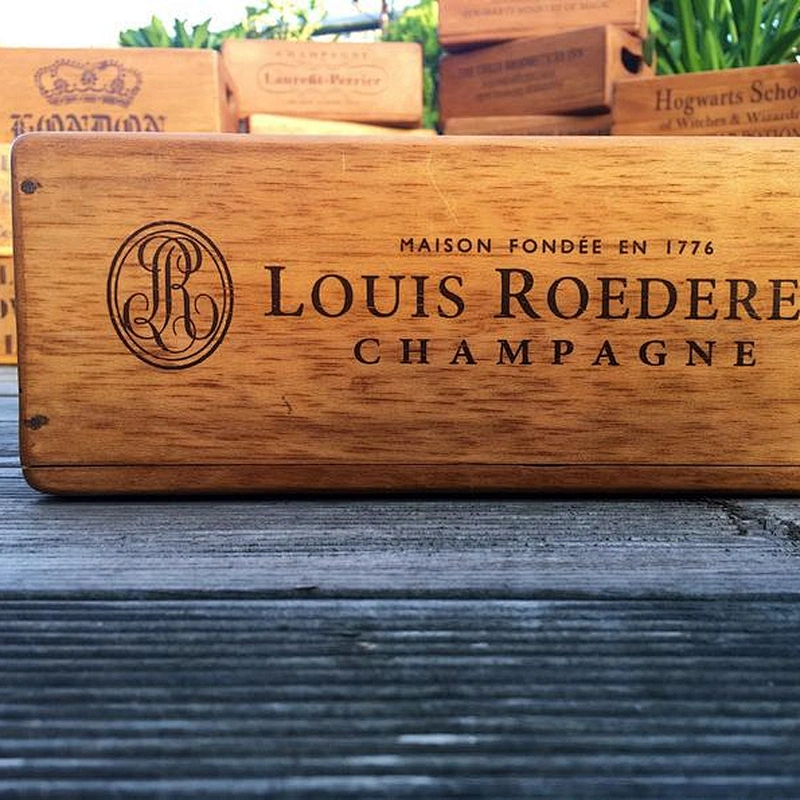 Vintage Louis Roederer Champagne Wooden Handcrafted Rustic Storage Box
