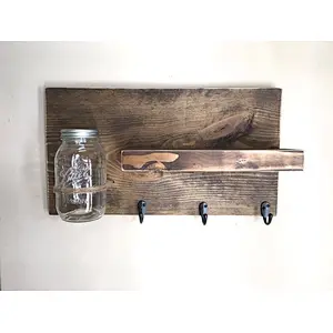 Wood wall-mounted  Entryway Shelf Key Holder Shelf bathroom shelf with hooks wall mounted for wall