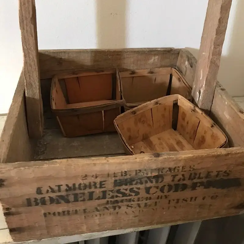 Vintage Portland Fish Basket wooden crate