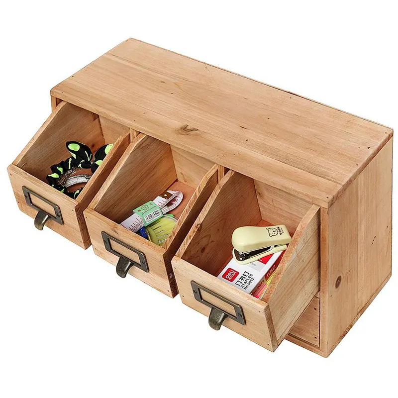 Rustic Brown Wood Desktop Office Organizer Drawers,decoration wooden box,wooden boxes