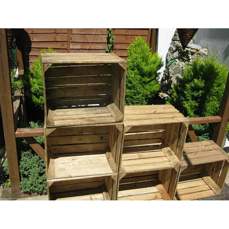 Rustic personalized customized Home decoration unfinished wholesale cheaper big 3 x Vintage Rustic European Wooden Apple Crates
