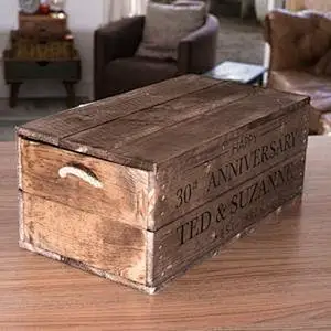 Custom Wooden Gift Box with lid & rope handles - Anniversary/Wedding Logo wooden box for gift