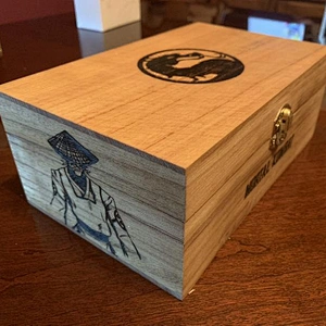 Mortal Kombat engraved wooden box with hinged lid