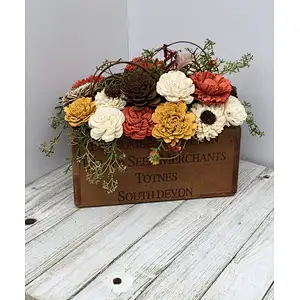 Burnt orange and mustard country sola wood arrangement wooden planter box flower wood box wood crate boxes