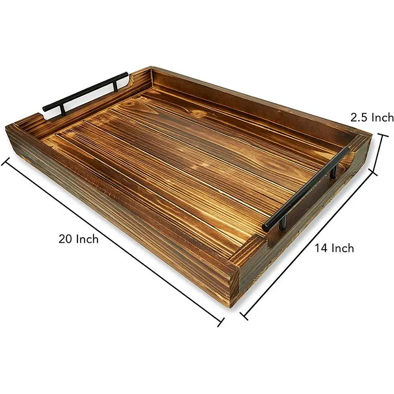 Wooden Ottoman Tray - Farmhouse Decor - Coffee Table Decoration - Serving Tray