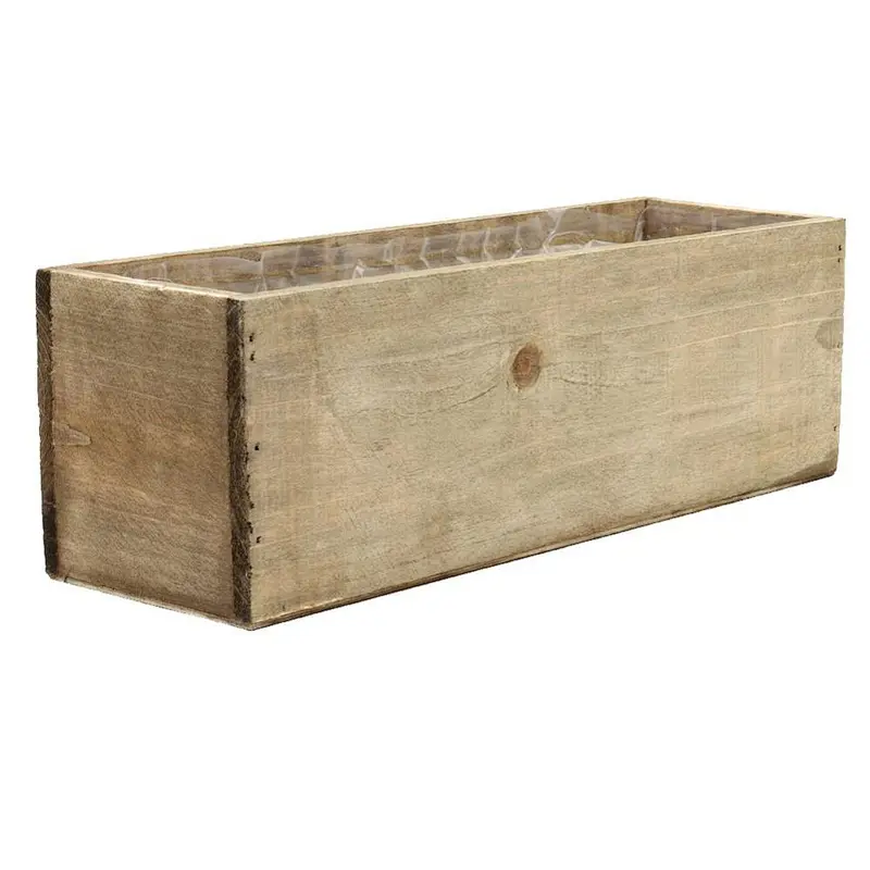 Rectangle Shabby Chic Wood Vase (Pack of 4), 12 by 4