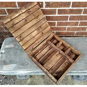 Rustic Wooden Box with 5 Sections - Storage Box, Flat Jewelry Box, Small Keepsake Case