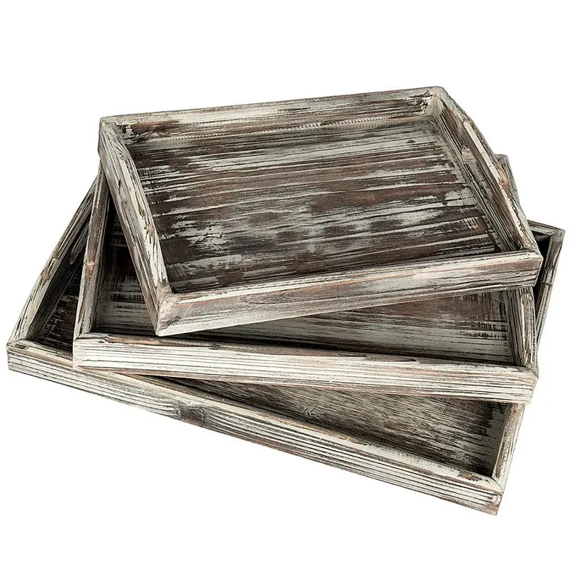 JUNJI Wooden Trays and Boxes Large Wooden Trays Wooden Dry Fruit Tray