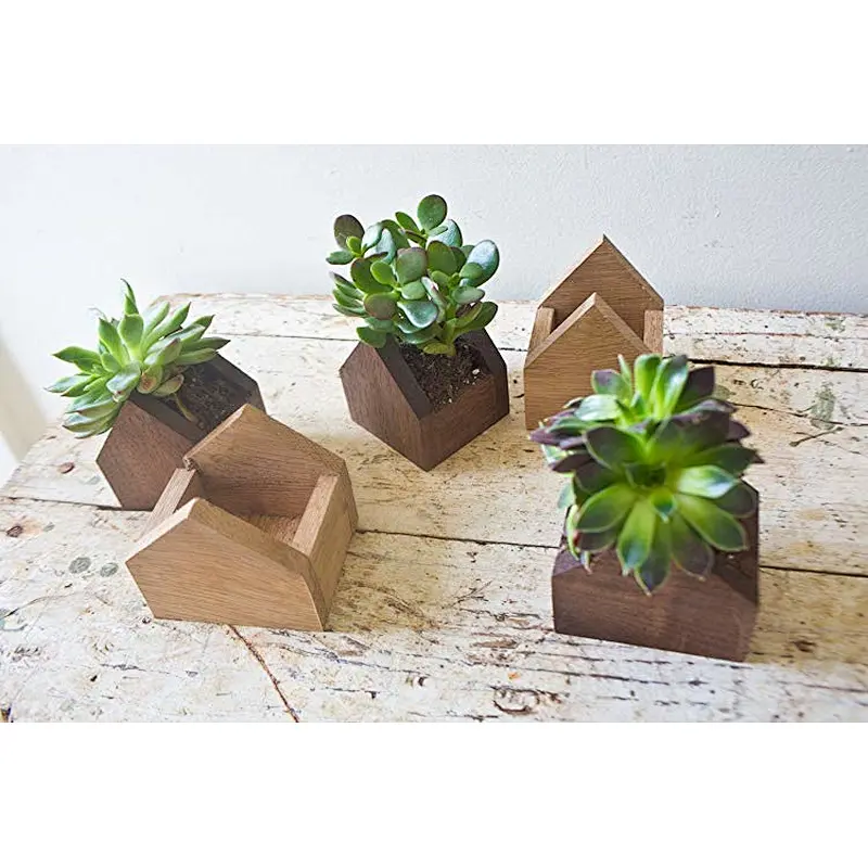 Tiny House Shaped Plant Box - Pot Succulent Planter Wooden Planters Centerpiece Handmade Weddings Home flower planter