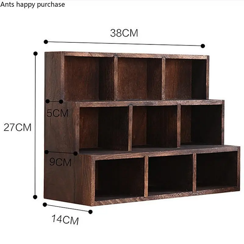 Solid Wood Shelf Trapezoid Multi-layer Desktop Storage Display Stand