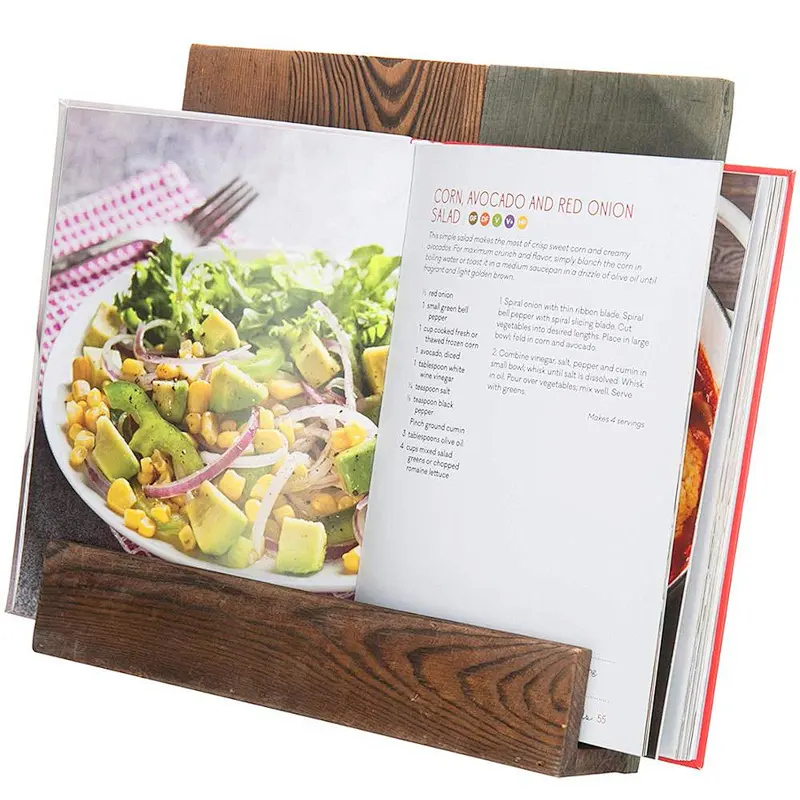 Rustic Farmhouse Style Wood Cookbook Holder with Kickstand