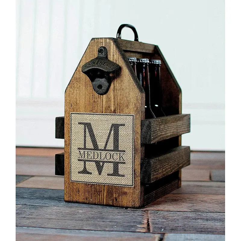 wood pack homebrew tote new gift *wooden box-Wood 6 Pack Carrier - 6 Pack Carrier - Brewmaster Gift - Craft Beer Bottle Carrier